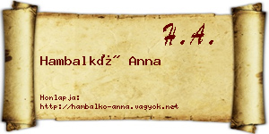 Hambalkó Anna névjegykártya