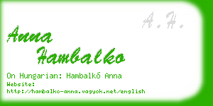anna hambalko business card