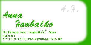 anna hambalko business card